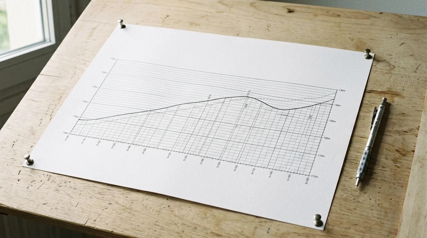 Profil en long topographique d'un tracé de voirie avec altimétrie
