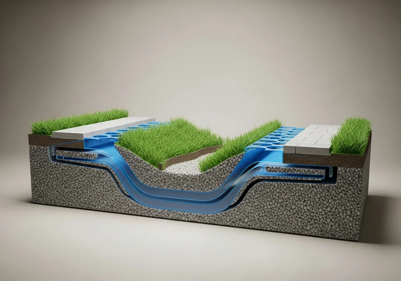 Solutions intégrées d’infiltration et de stockage pluvial